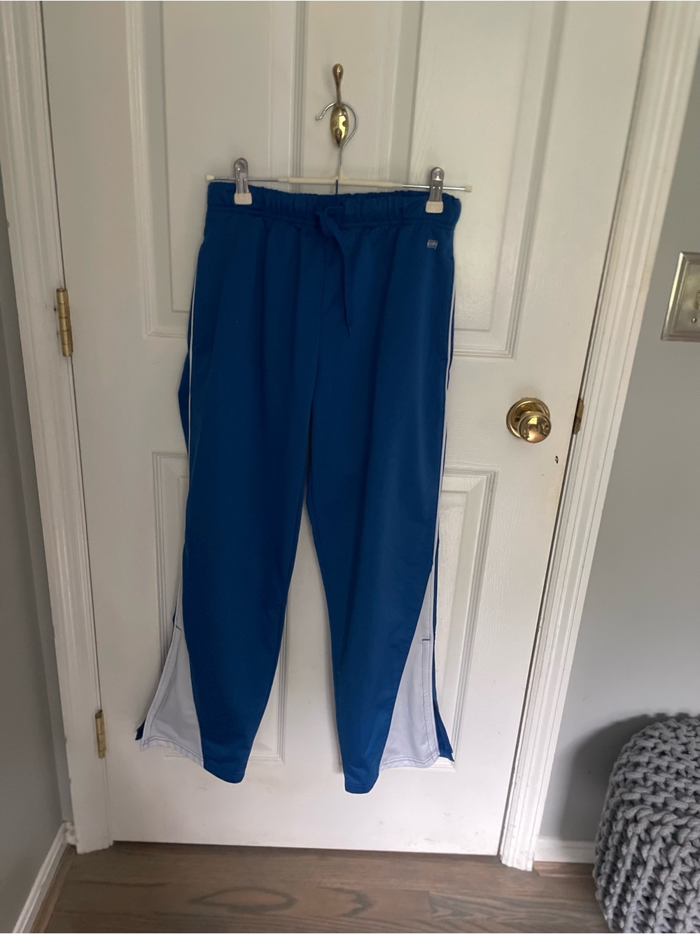 Vintage Soffee Blue Athletic Track Pants with White Side Panels